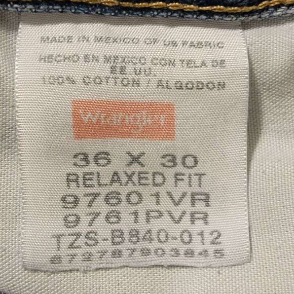 Wrangler‎ Relaxed Fit Blue Jeans Mens Sz 36x30 Denim Medium Wash Casual Work - Picture 8 of 8